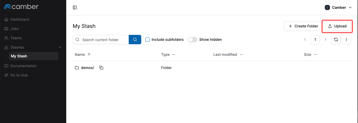 Upload Screen
