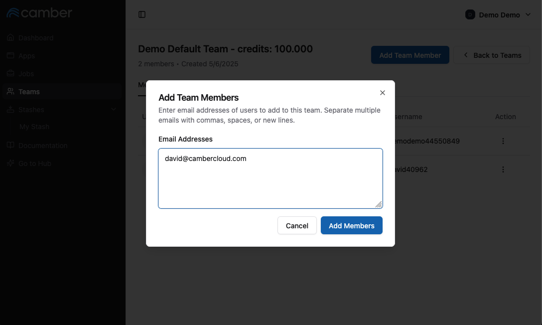 Team - Add users