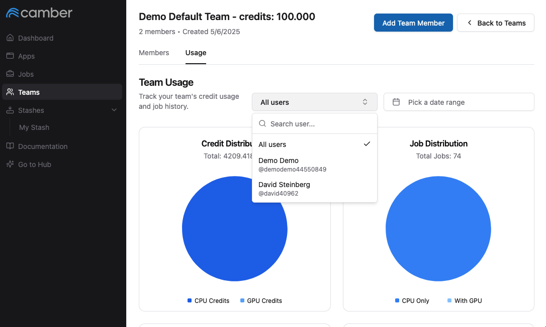 Team Usage